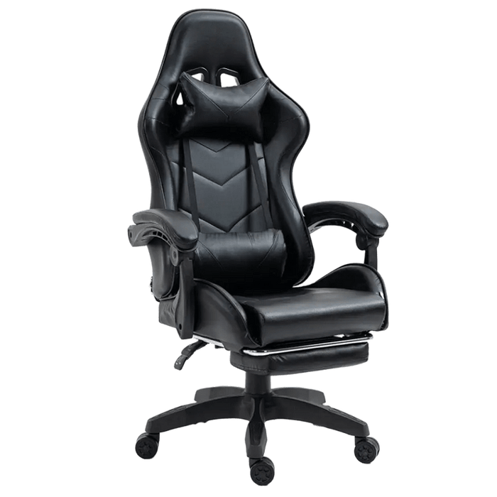 GAMING CUBE GT Крісло геймерське чорне з підставкою для ніг