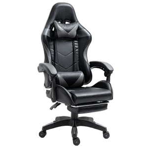 GAMING CUBE GT Крісло геймерське чорно-сіре з підставкою для ніг