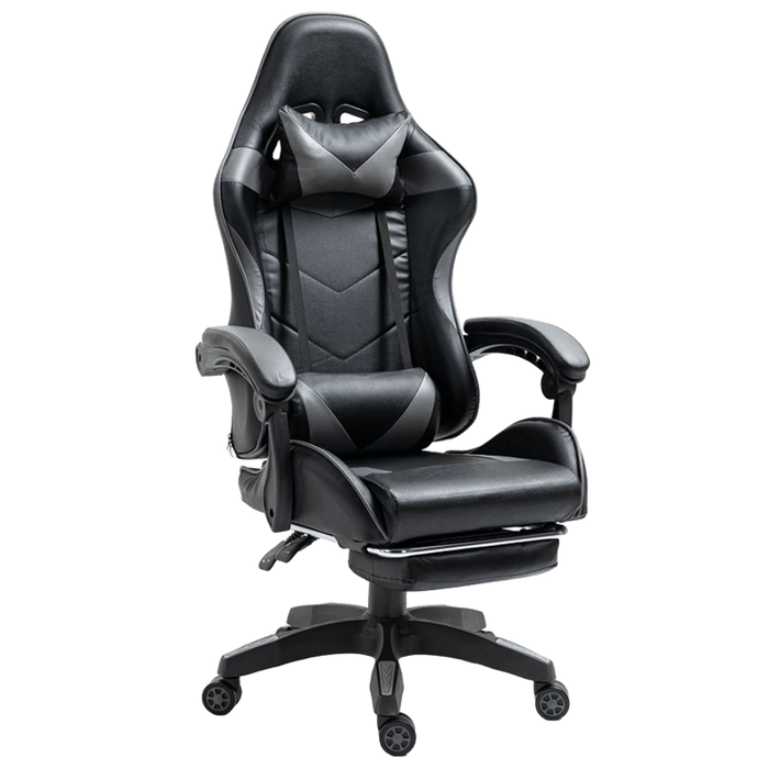 GAMING CUBE GT Крісло геймерське чорно-сіре з підставкою для ніг