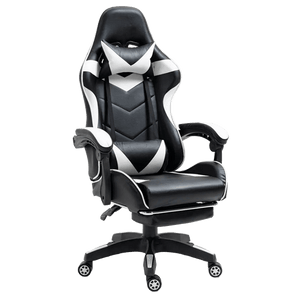 GAMING CUBE GT Крісло геймерське чорно-біле з підставкою для ніг