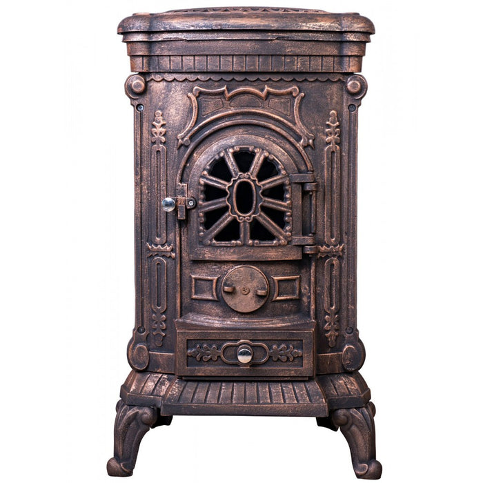 Буржуйка чугунна подвійна стінка 9 кВт золотий / плита для готування