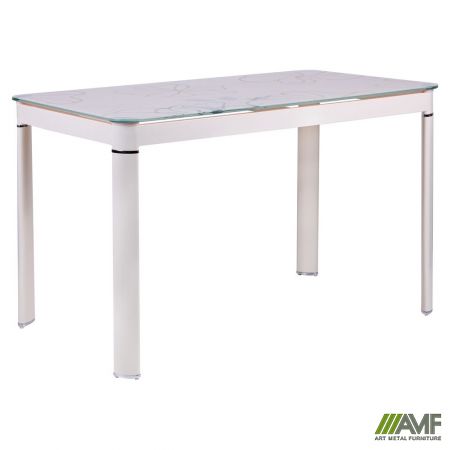 Стол Эмбер 1200*700*750 База топлёное молоко/Стекло топлёное молоко