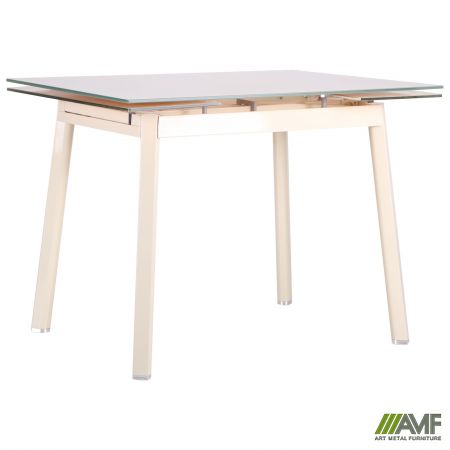 Стол Виктория B179-65 1000(1550)*800*770 База сливочный/Стекло сливочный