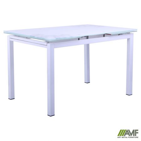 Стол Мишель 2000/1200*800*770 База белый/Стекло белый с узором