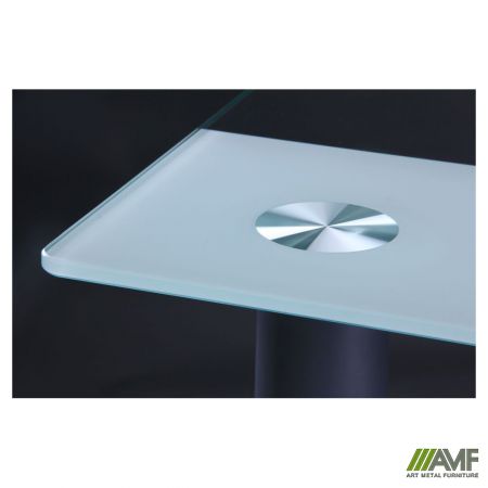 Стол Аттика DT-58 1200*800*750 База алюм/Стекло прозрачное белая полоса