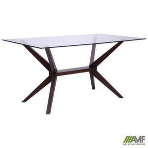 Стол обеденный Темза 1500*900*750 орех темный /cтекло прозрачное - mebelpartner