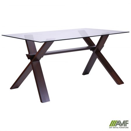 Стол обеденный Лаура 1500*900*750 орех темный /cтекло прозрачное