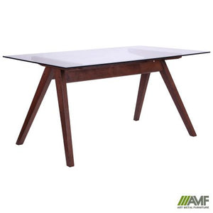 Стол обеденный Эльба 1500*900*750 орех светлый /cтекло прозрачное - mebelpartner