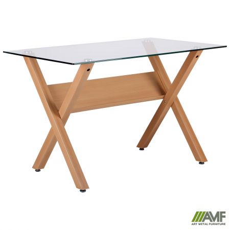 Стол обеденный Maple бук/стекло прозрачное