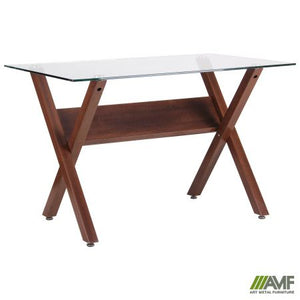 Стол обеденный Maple орех/стекло прозрачное - mebelpartner