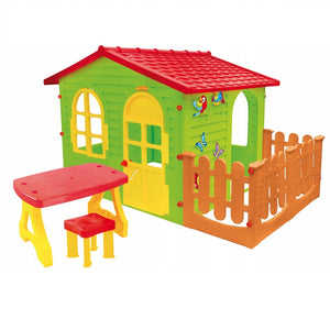 Детский игровой домик • Mochtoys 190 см с террасой и столиком • зеленый - mebelpartner