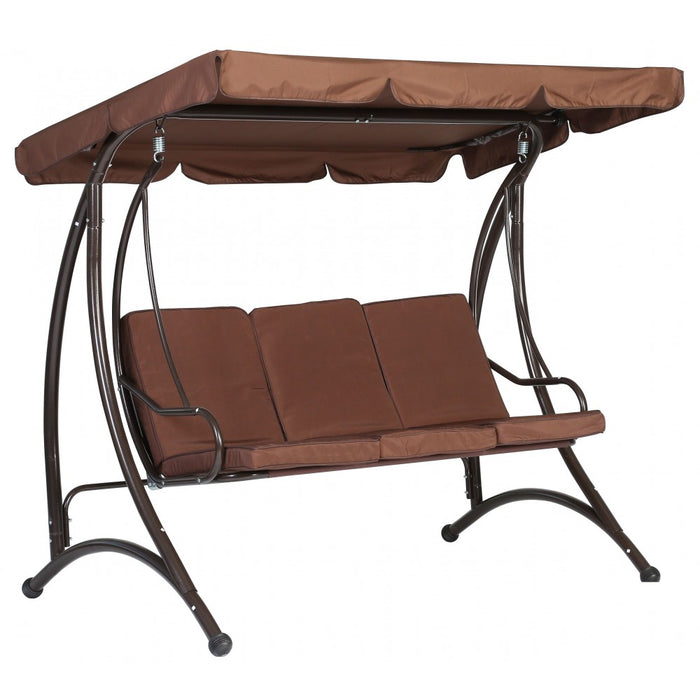 Садовые качели LUX OPTIMAL • 3х местная • коричневый