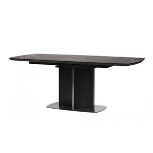 ALBURY СТОЛ РАСКЛАДНОЙ СТЕКЛО + МДФ 160-200 СМ ЧЁРНЫЙ - mebelpartner