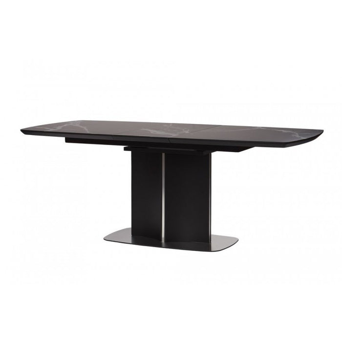 ALBURY СТОЛ РАСКЛАДНОЙ СТЕКЛО + МДФ 160-200 СМ ЧЁРНЫЙ