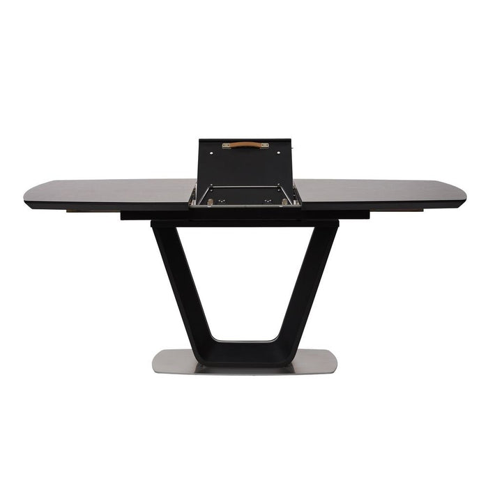 GLOUCESTER СТОЛ РАСКЛАДНОЙ СТЕКЛО + МДФ 140-180 СМ ТЁМНО-СЕРЫЙ